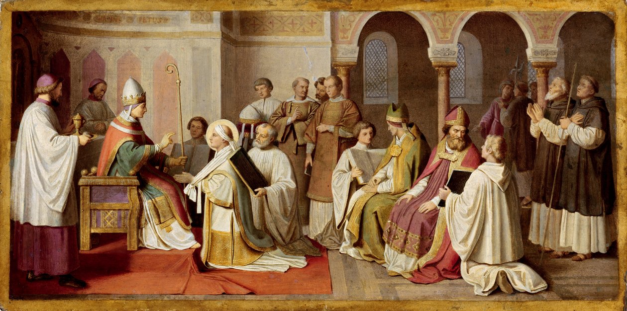 Bonifác přijímá biskupské svěcení od papeže od Johann von Schraudolph