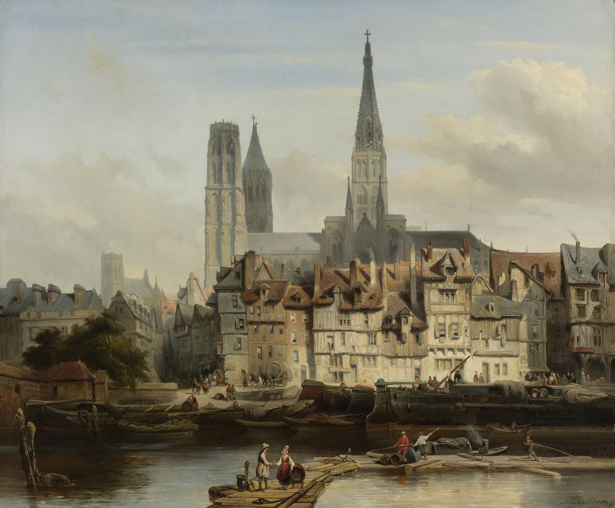 Quay de Paris v Rouen, Johannes Bosboom, 1839 od Johannes Bosboom
