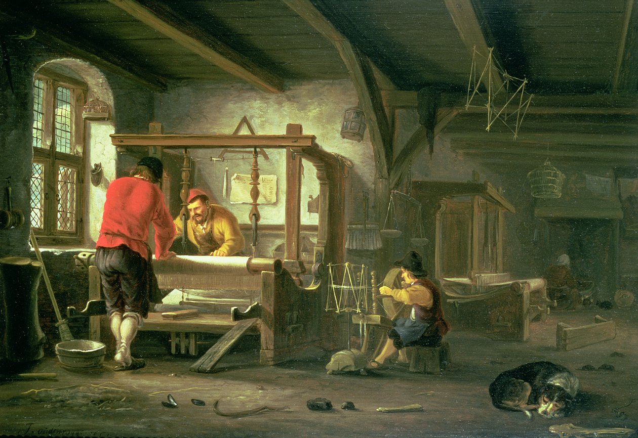 Tkalcovská dílna od Johannes Dircksz van Oudenrogge