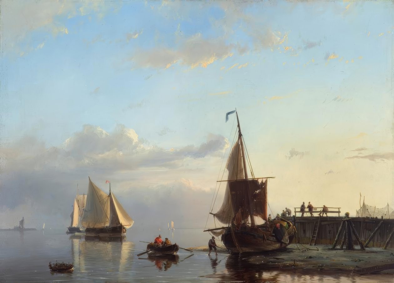 J.H.B. Koekkoek, plující lodě ve večerním světle od Johannes Hermann Barend Koekkoek