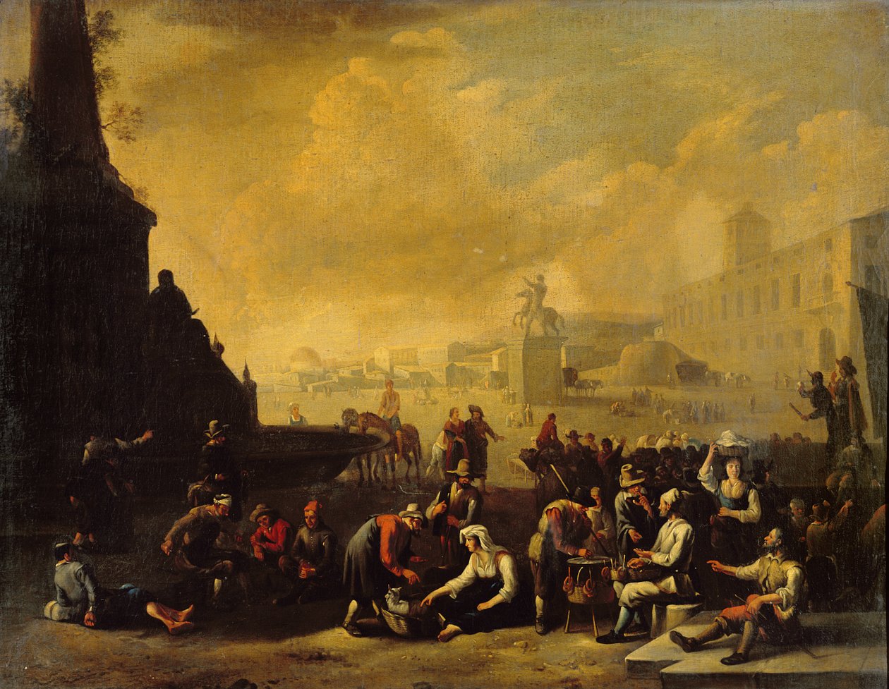 Římské fórum s postavami od Johannes Lingelbach