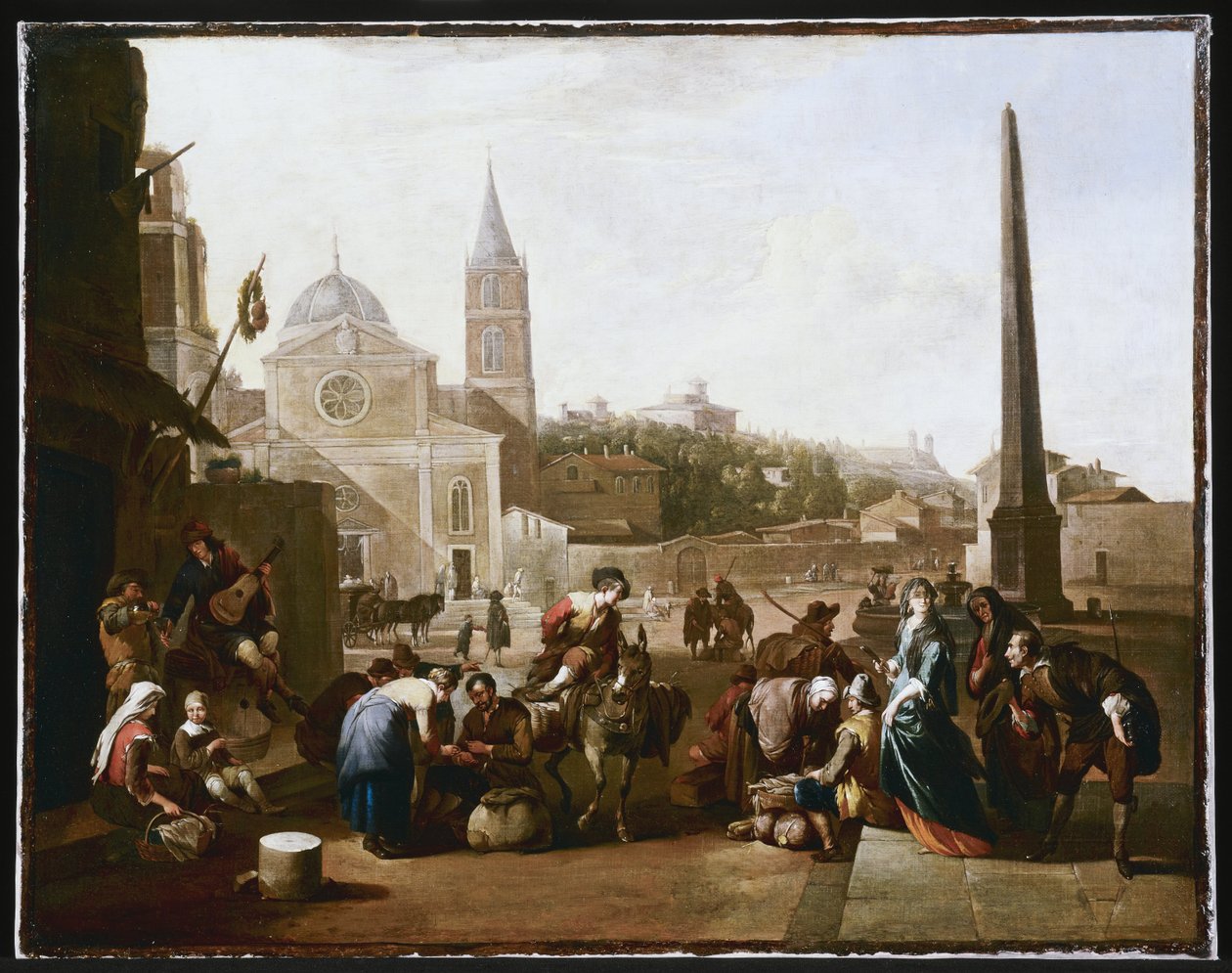 Piazza del Popolo, Řím od Johannes Lingelbach