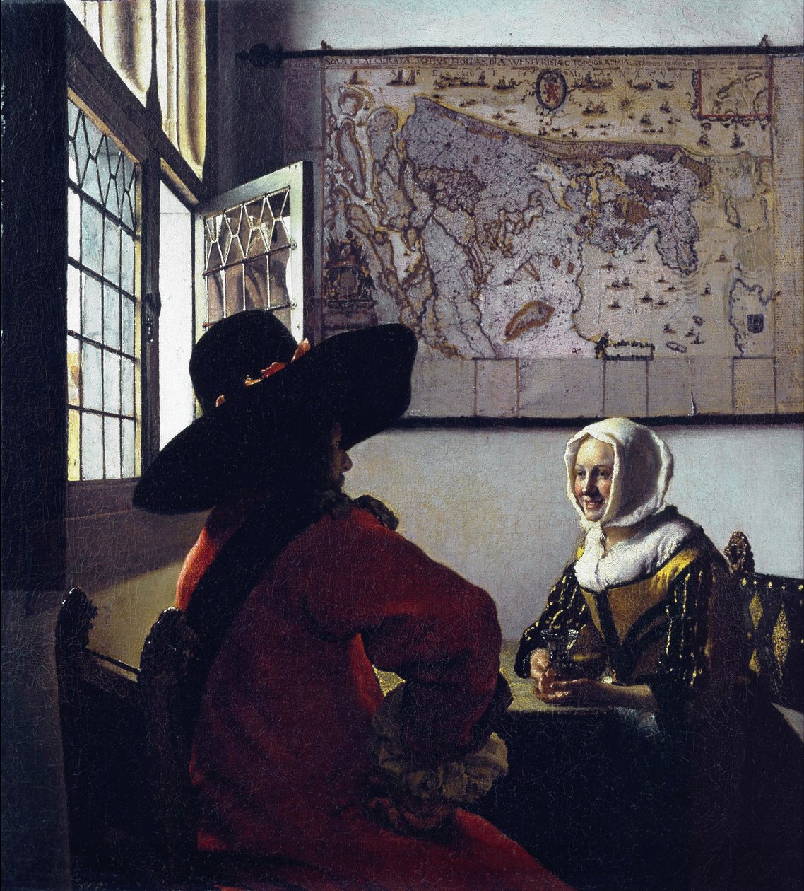 Důstojník a smějící se dívka od Jan Vermeer van Delft