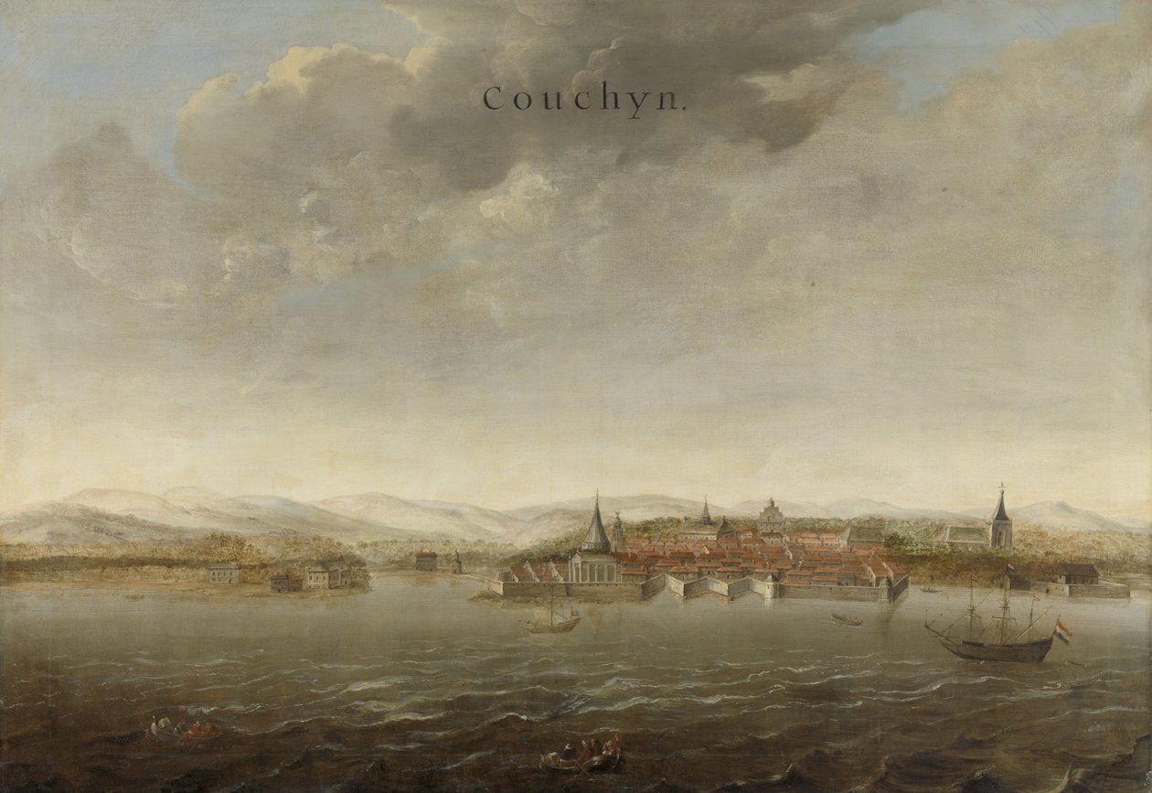 Pohled na Cochin na Malabarském pobřeží Indie, c.1662-3 od Johannes Vinckeboons