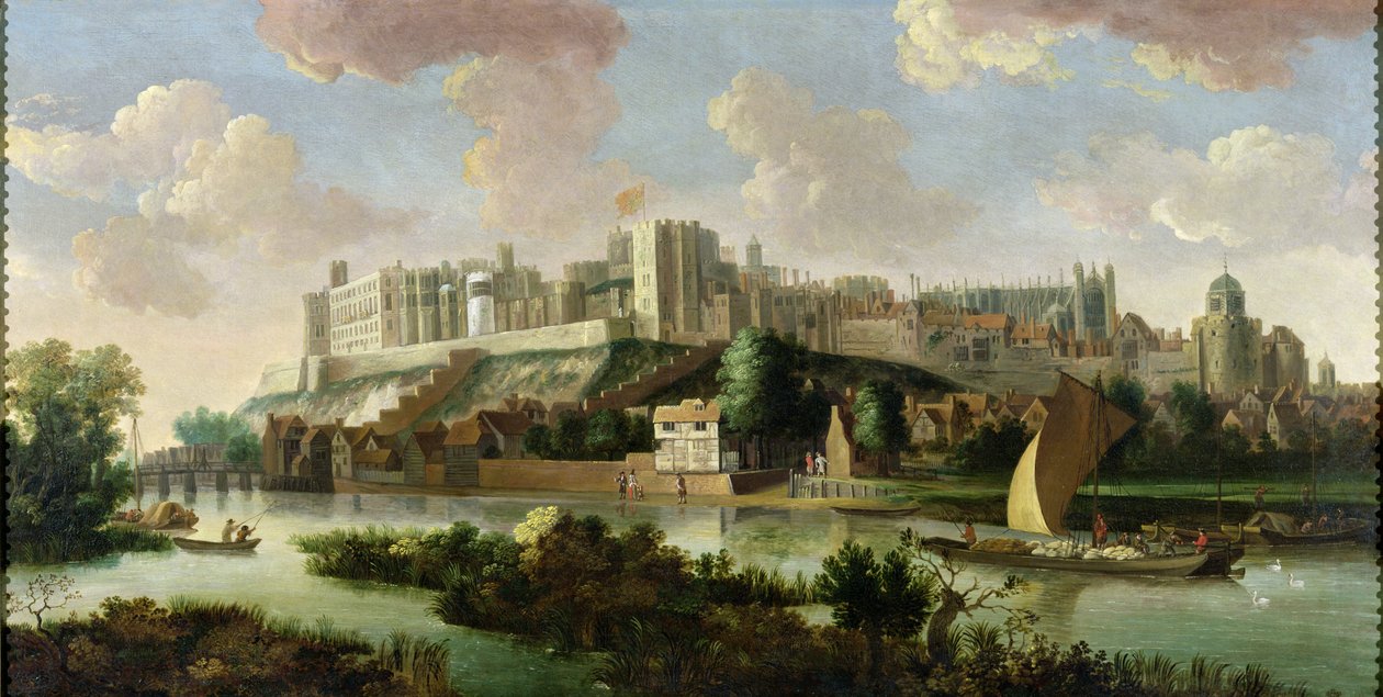 Windsorský hrad při pohledu z Temže, cca 1700 od Johannes Vorsterman