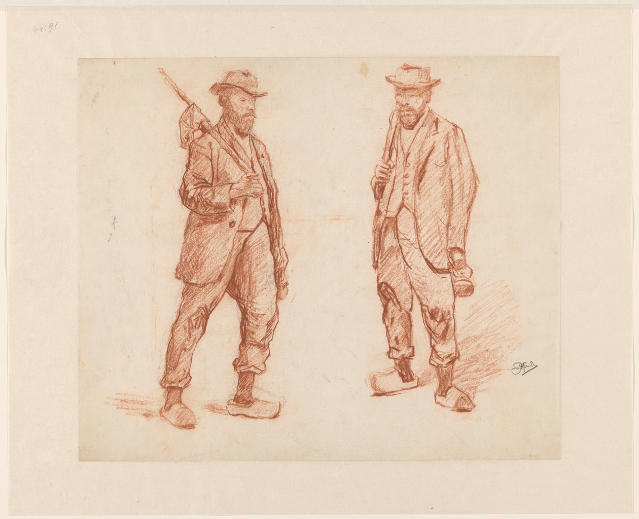 Dvě studie chodícího muže od Johannes Abraham Mondt