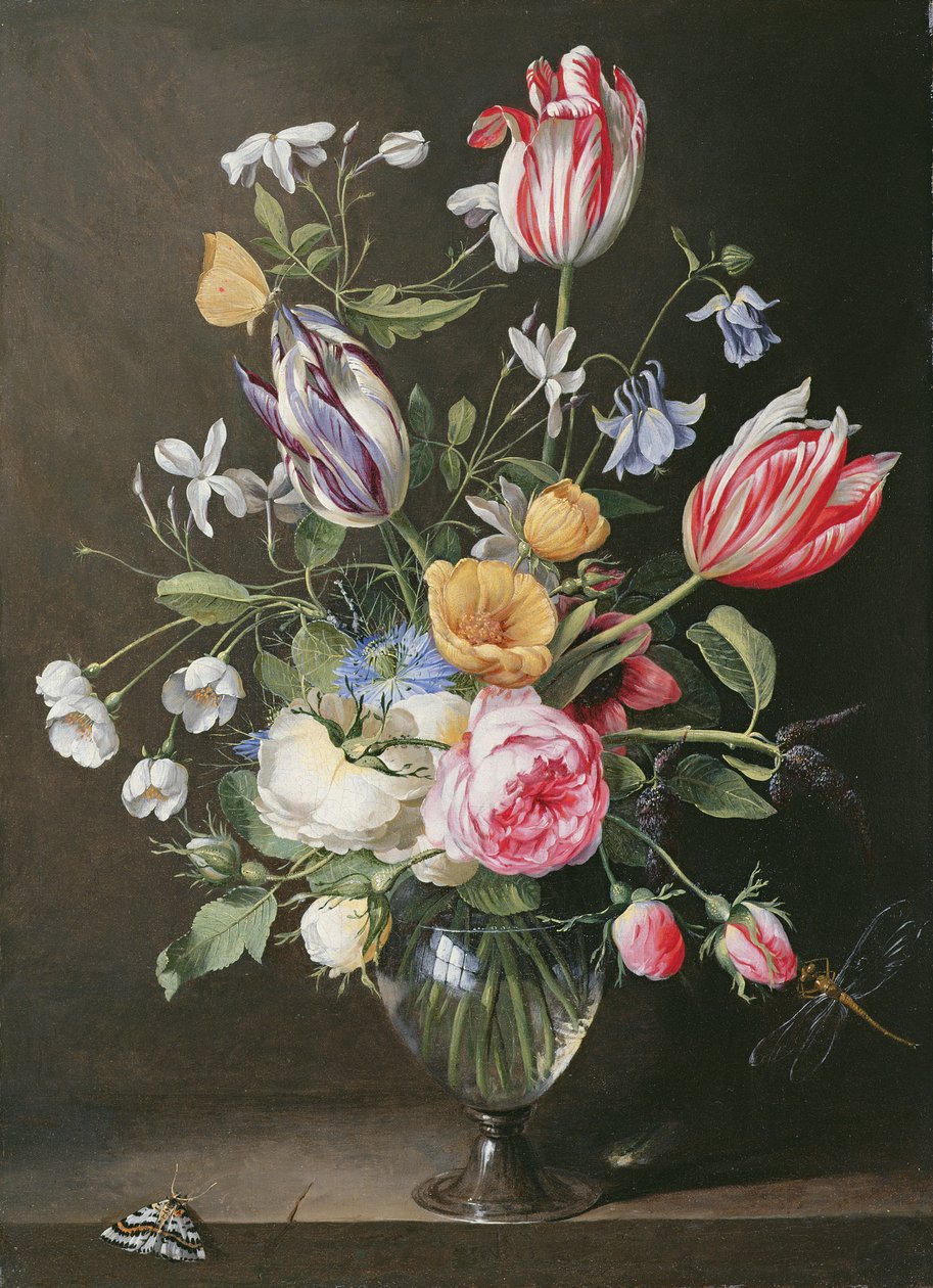 Květiny ve skleněné váze od Johannes Antonius van der Baren