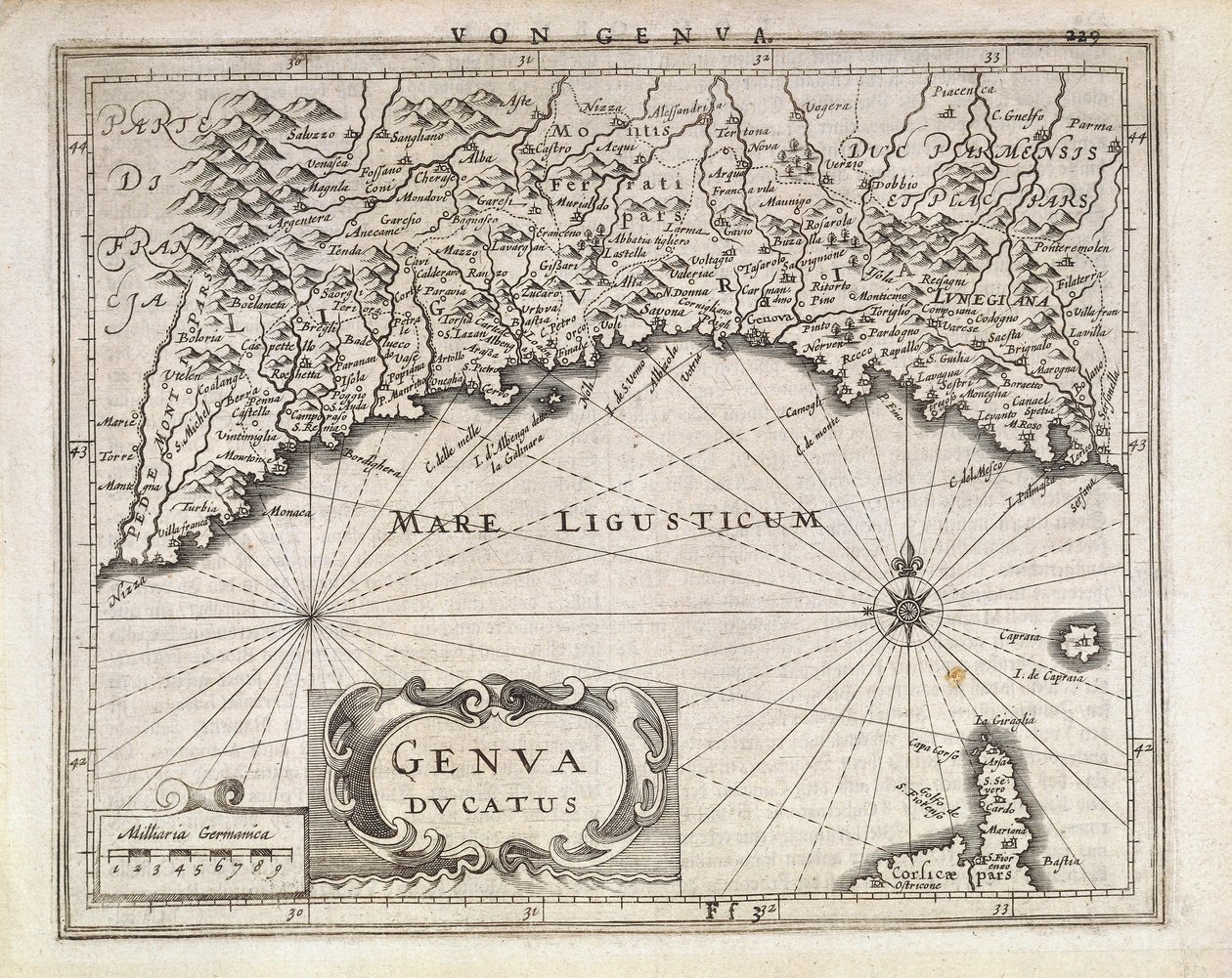 Janovské vévodství, mapa Jana Baptisty Vrients z německého atlasu, mědirytina, polovina 17. století od Johannes Baptista Vrints