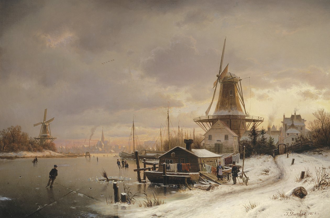 Domácí loď na zamrzlé řece od Johannes Bartolomaus Duntze