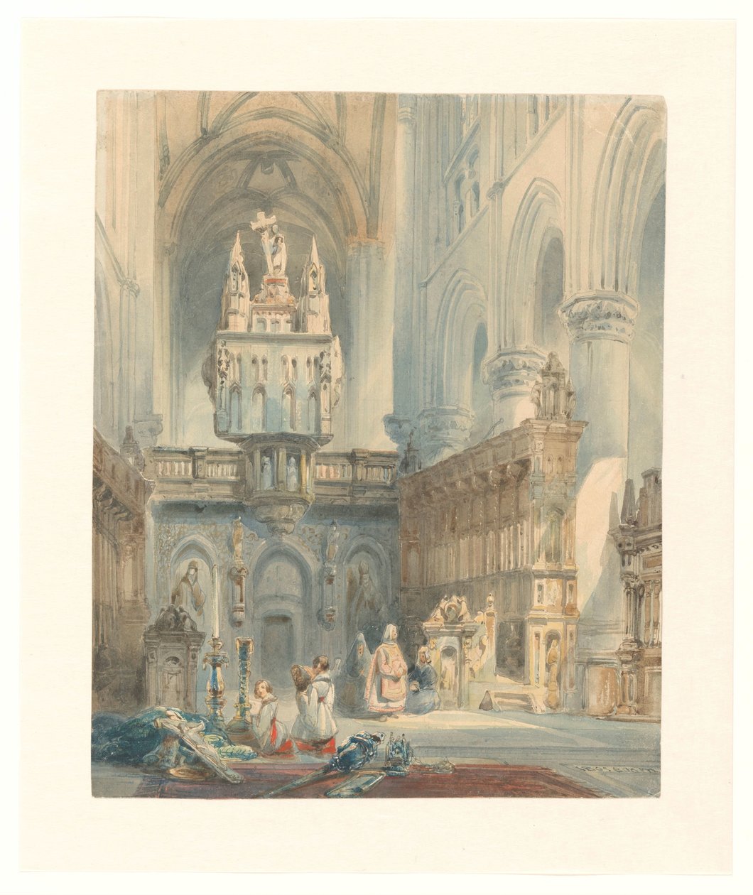 Kerkinterieur od Johannes Bosboom (signed by artist)