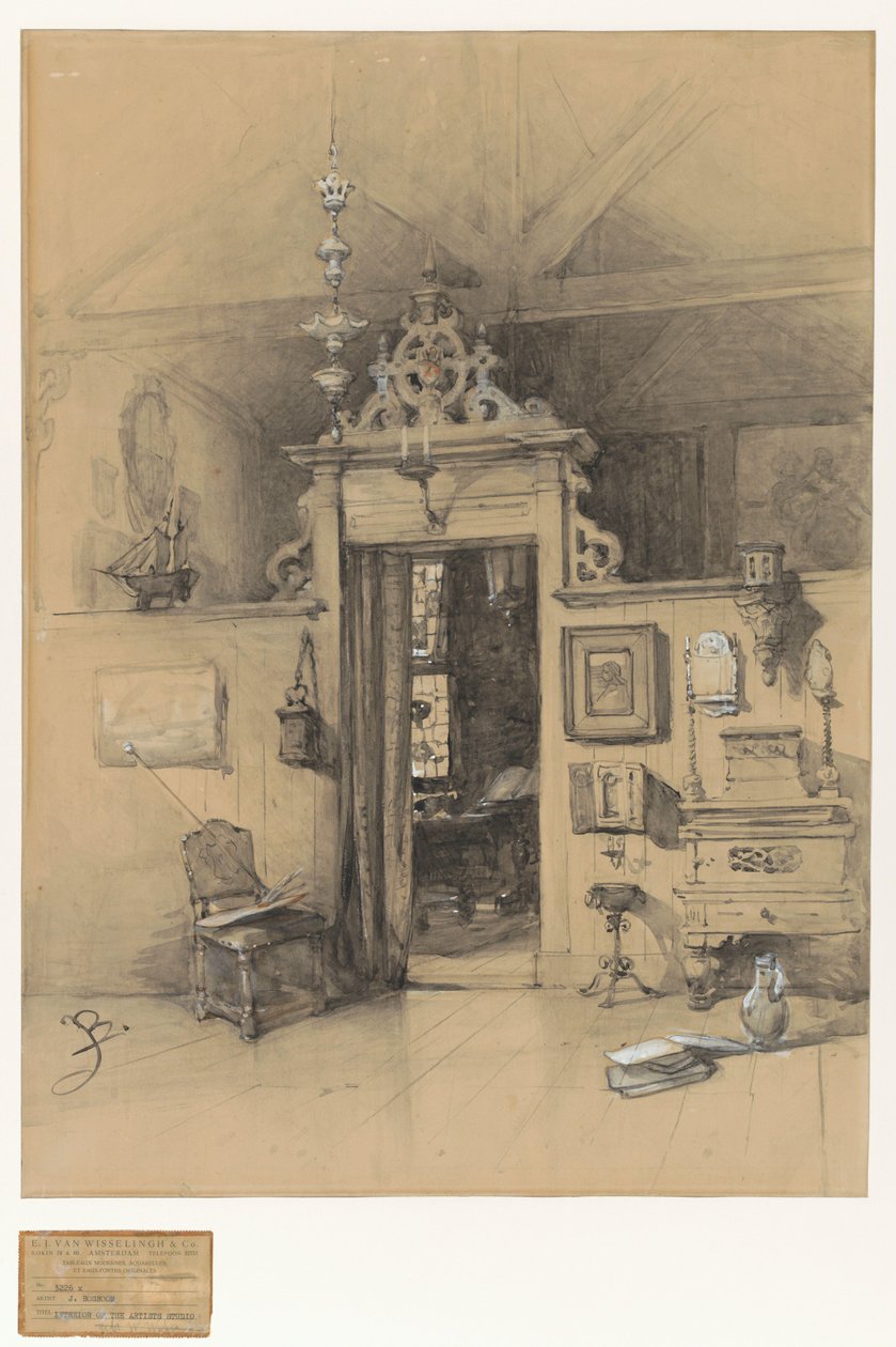 Brána v Bosboomově studiu od Johannes Bosboom (signed by artist)