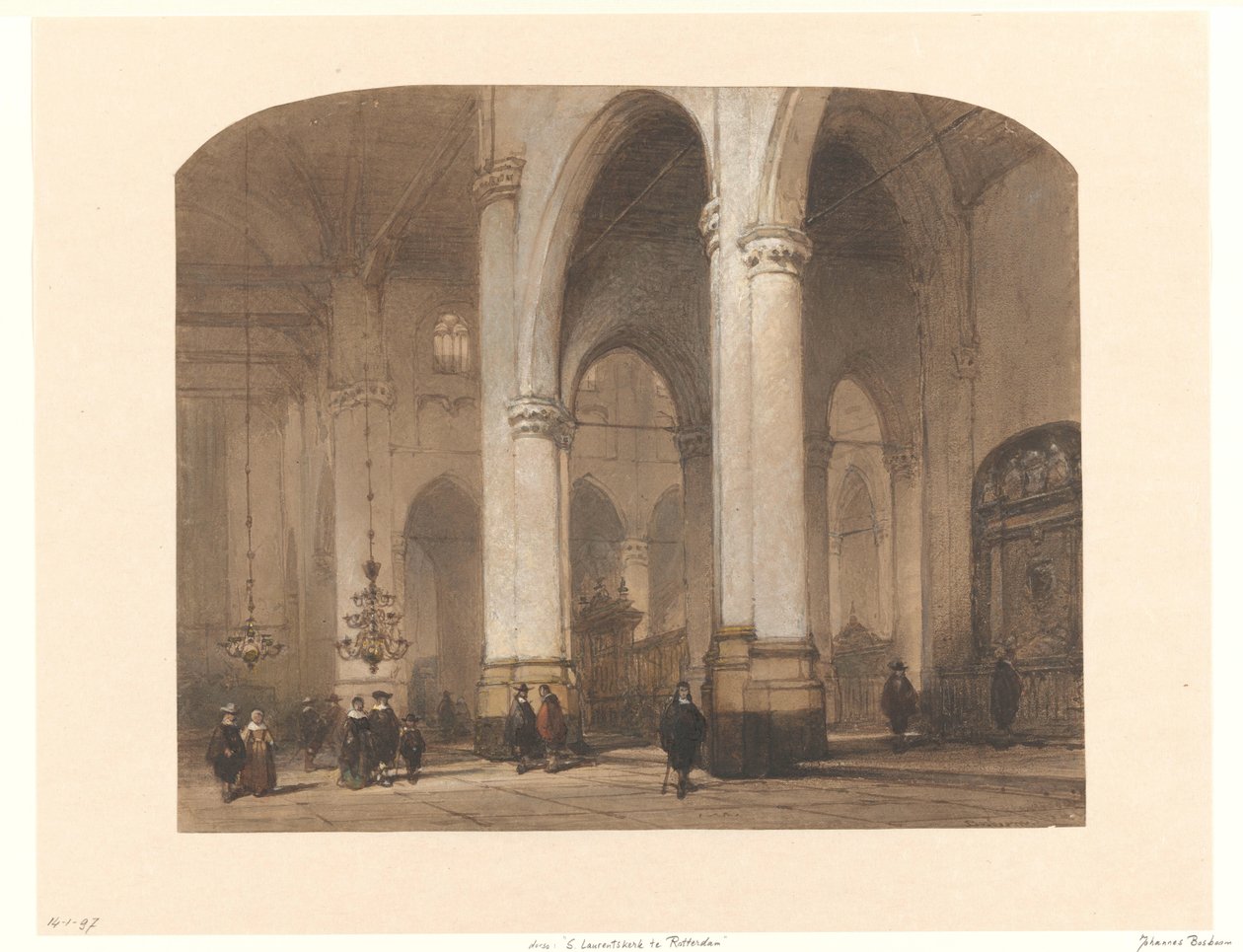 Pohled na St. Laurenskerk v Rotterdamu od Johannes Bosboom