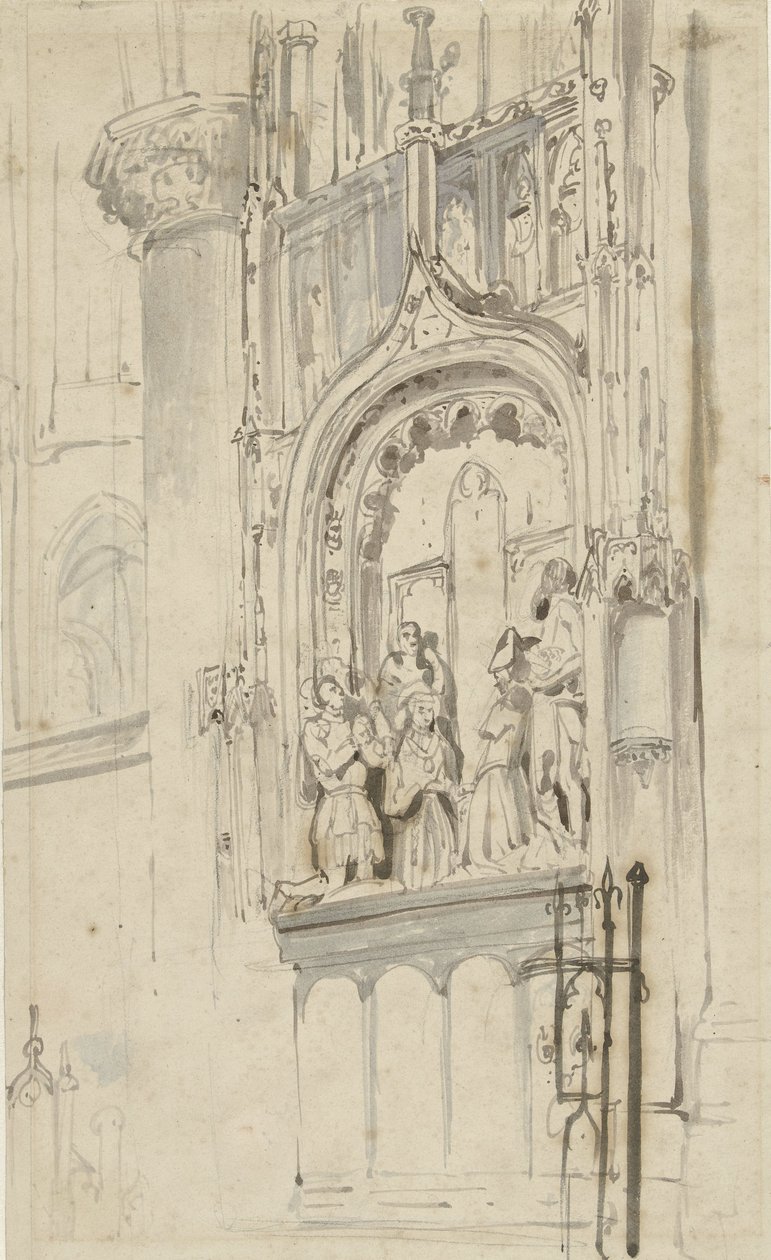 Pohřební pomník Engelbrechta I van Nassau, v Grote Kerk v Bredě od Johannes Bosboom