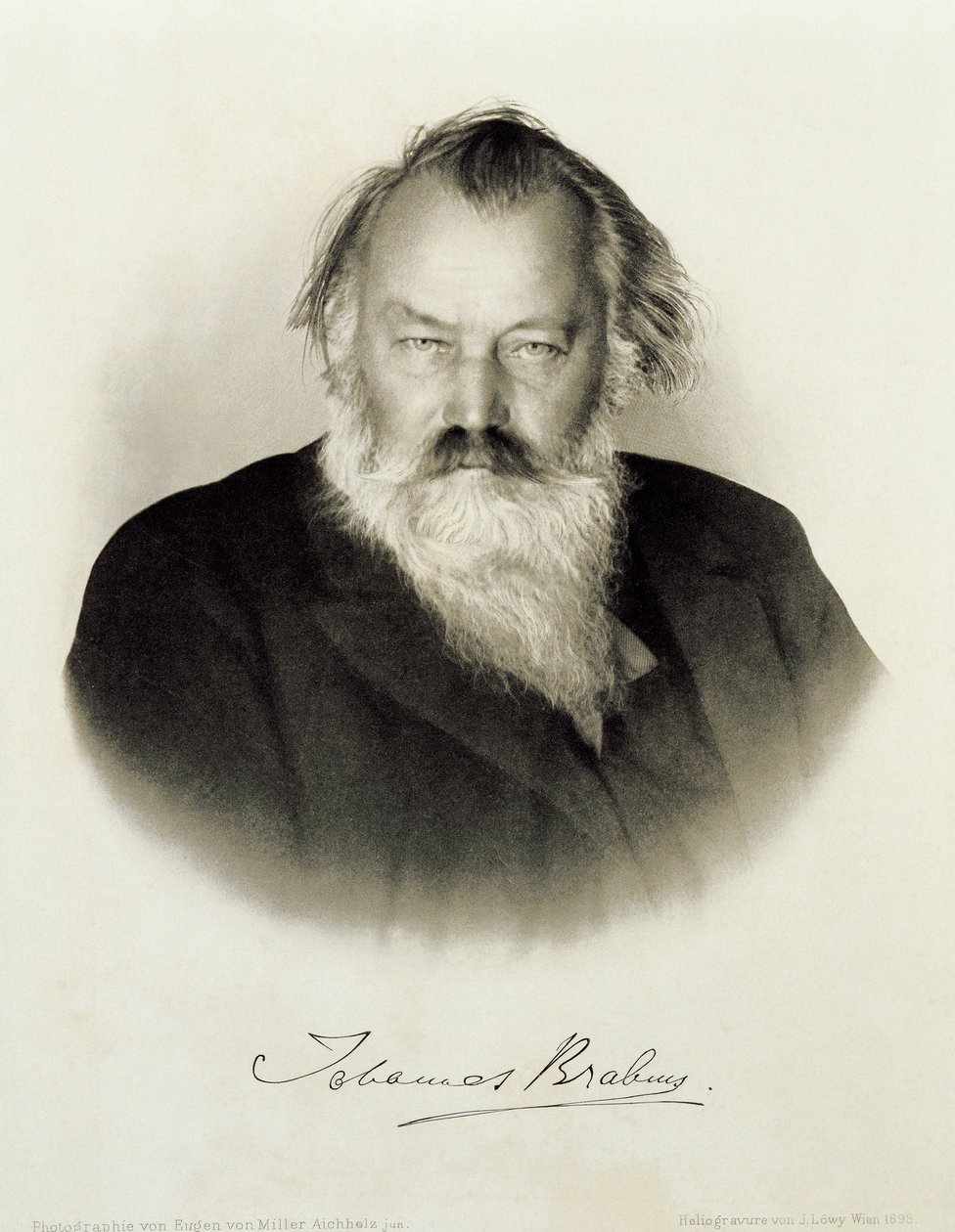 Německo, rytý portrét německého skladatele, klavíristy a dirigenta Johannese Brahmse od Johannes Brahms