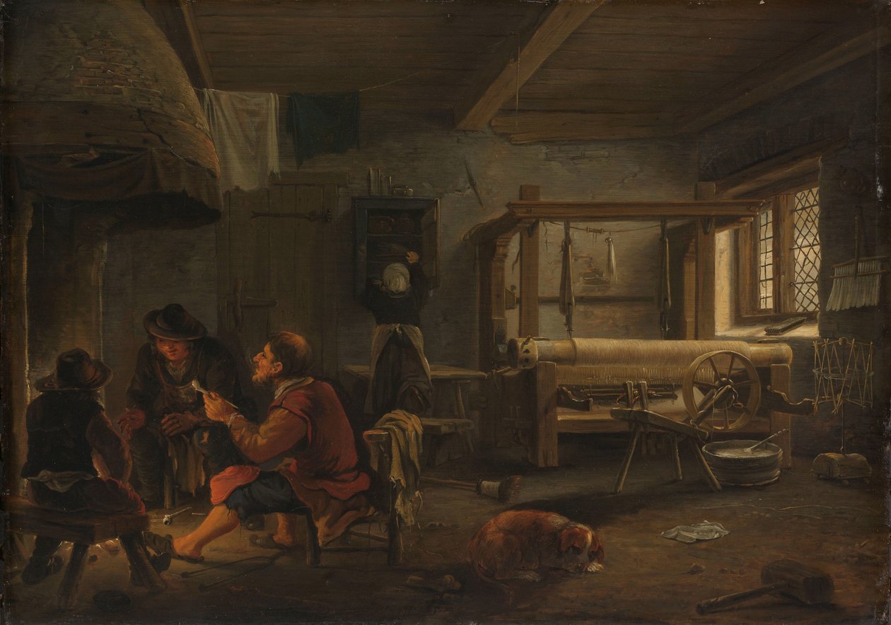 Tkalcovská dílna od Johannes Dircksz. van Oudenrogge