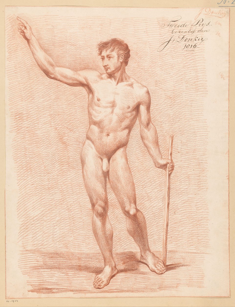 Stojící mužský akt, při pohledu zepředu (2. cena 1816) od Johannes Donker