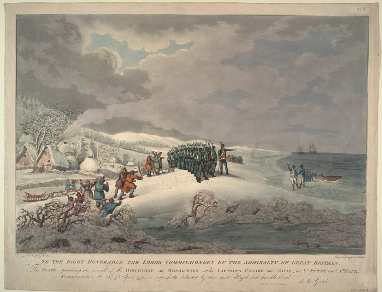 Příjezd Resolution and Discovery na východním pobřeží Kamčatky, 1779 od Johannes Eckstein