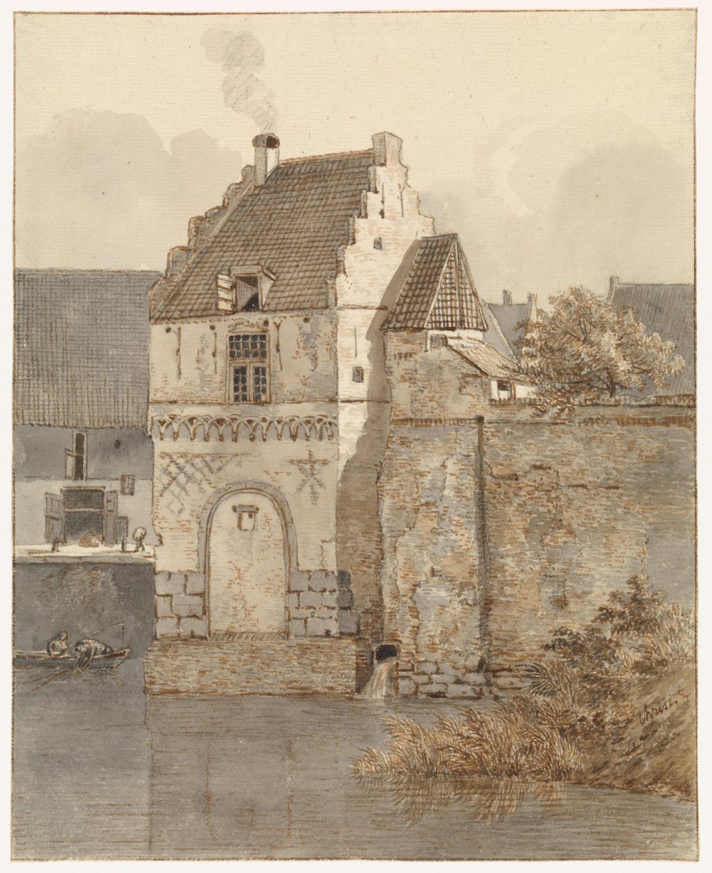 Pohled na Bottelpoort v Oude Haven v Nijmegenu od Johannes Franciscus Christ