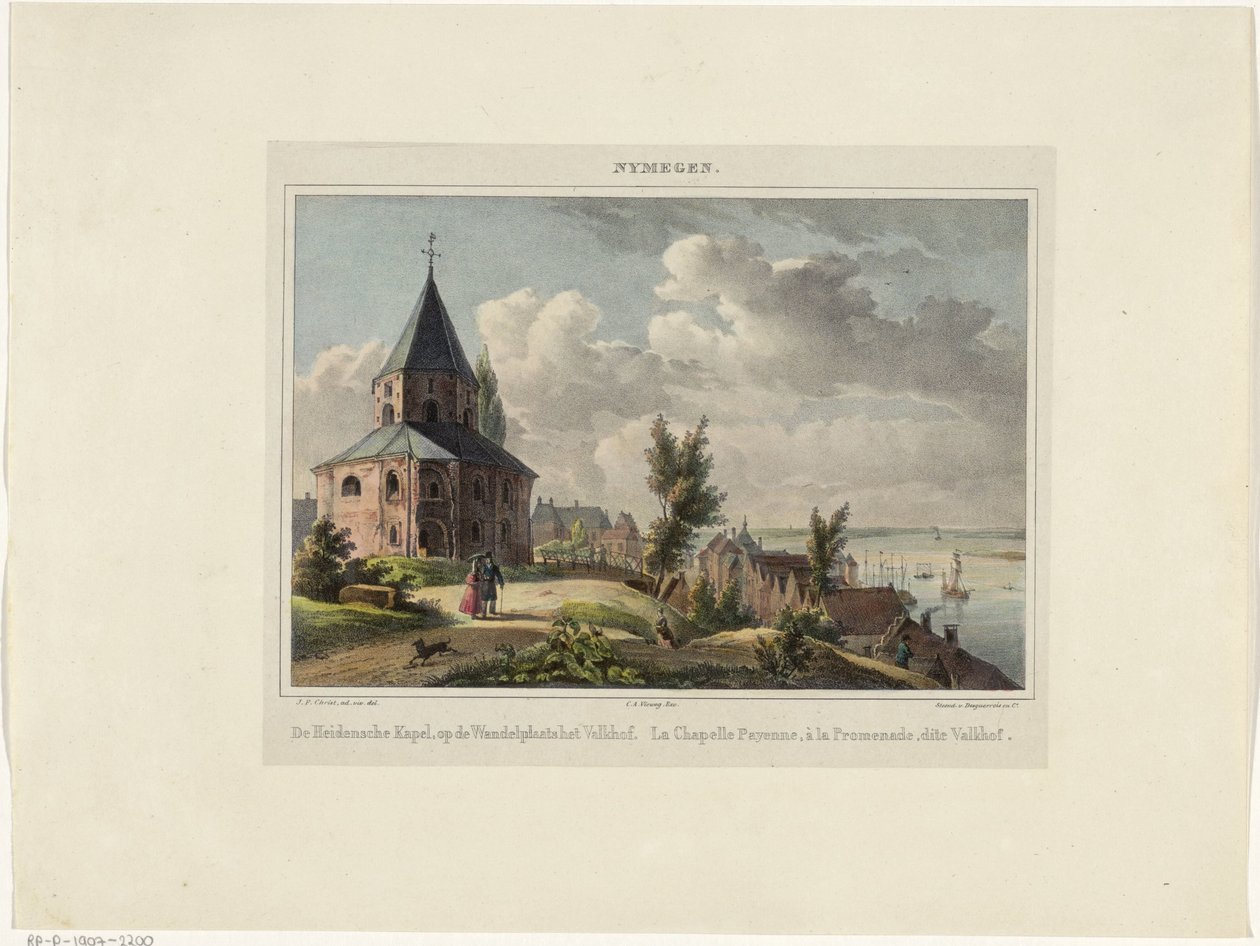 Kaple svatého Mikuláše v Nijmegenu Hedensche Kapel, na procházce Valkhof. La Chapelle Payenne, à la Promenade, dit Valkhof (název na objektu) Nymegen. (název série na objektu) od Johannes Franciscus Christ