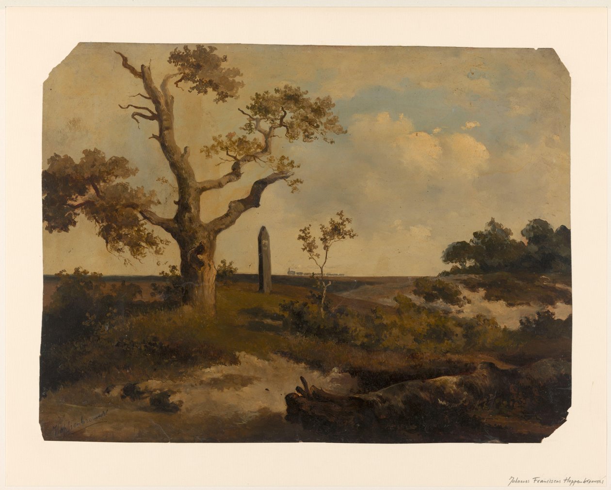 Krajina s vlakem před sebou od Johannes Franciscus Hoppenbrouwers (signed by artist)