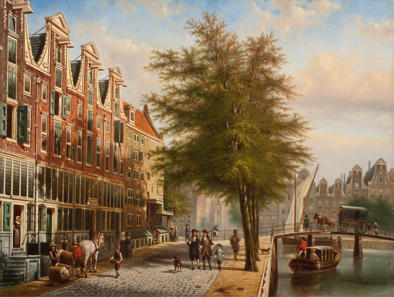 Pohled na Leidsegracht a Herengracht, Amsterdam od Johannes Franciscus Spohler