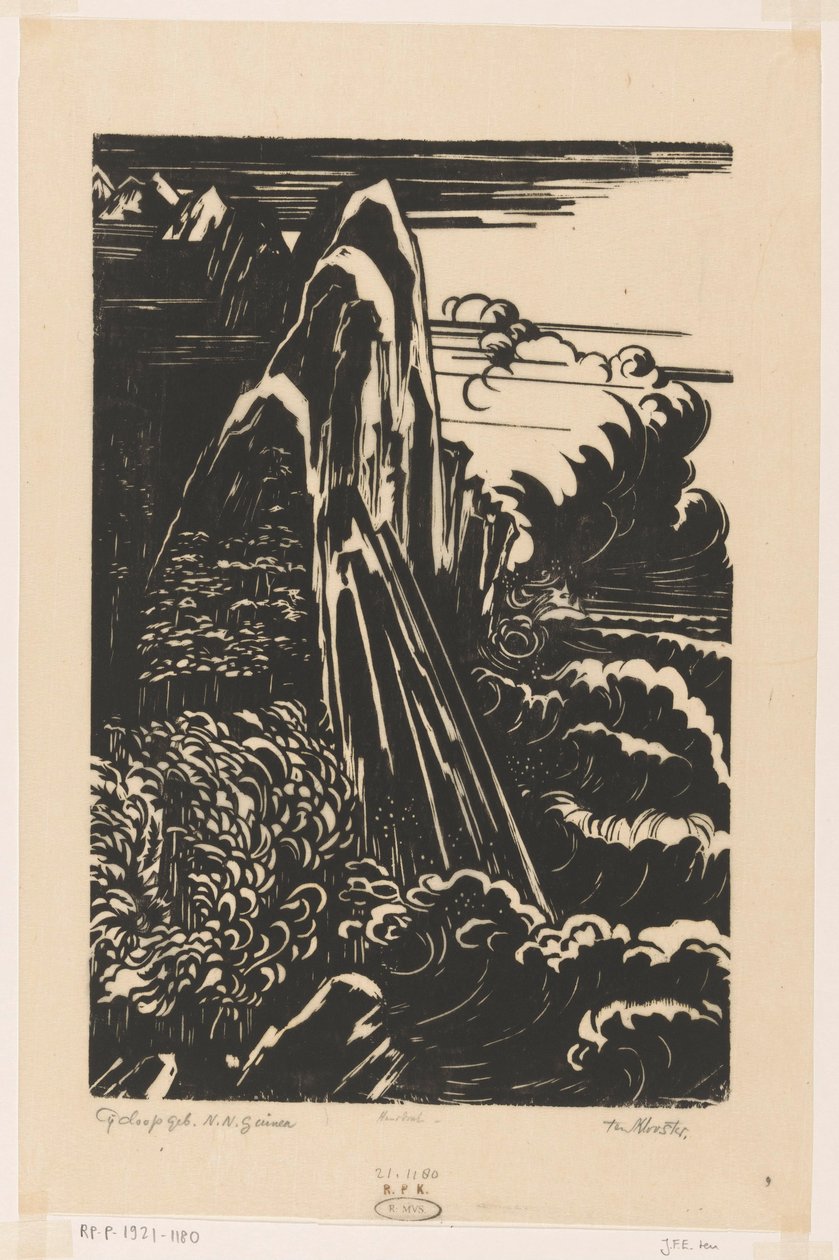 Cyclops Mountains, Nizozemská Nová Guinea (původní název na objektu) od Johannes Frederik Engelbert ten Klooster (signed by artist)