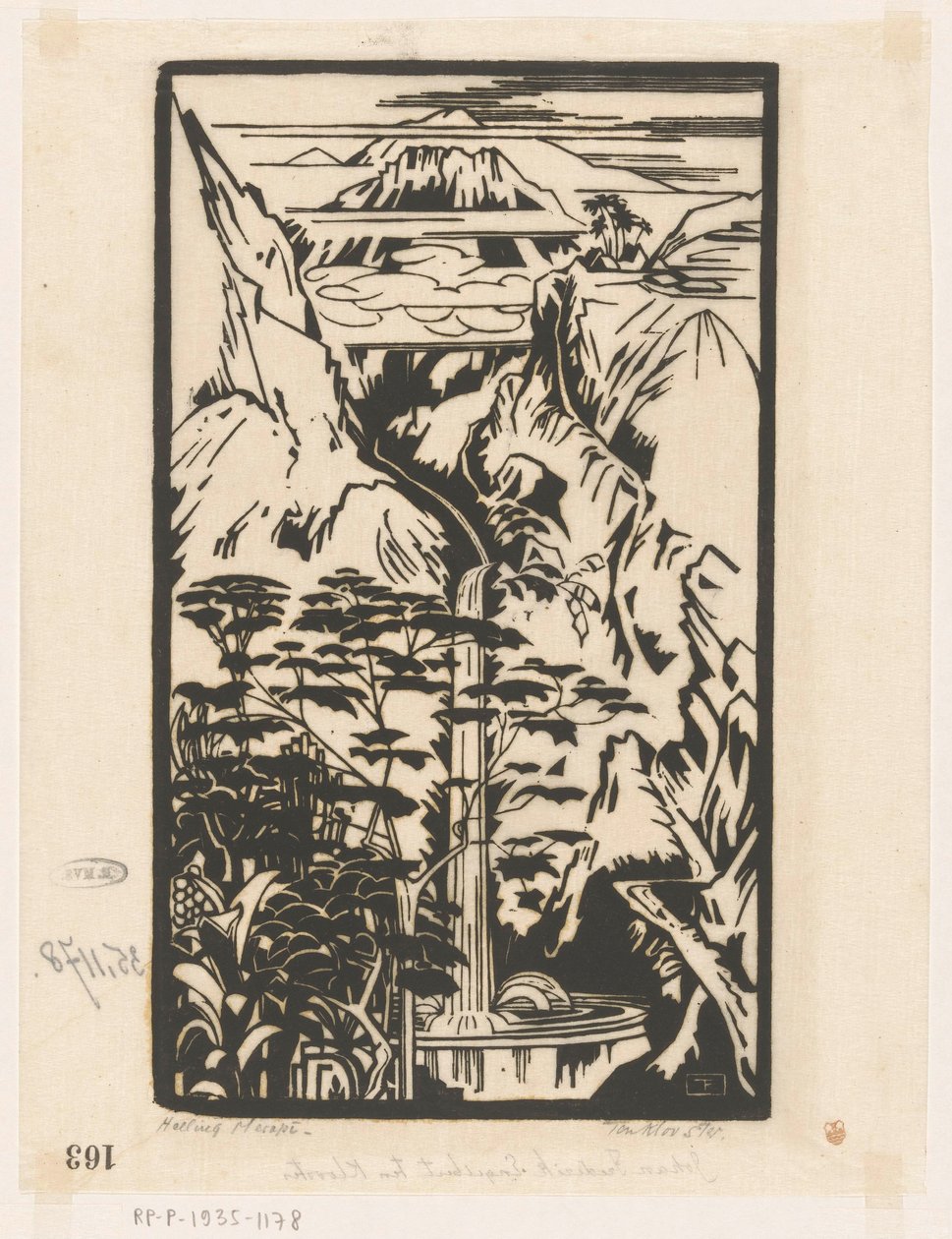 Helling Merapi (původní název na objektu) od Johannes Frederik Engelbert ten Klooster (signed by artist)