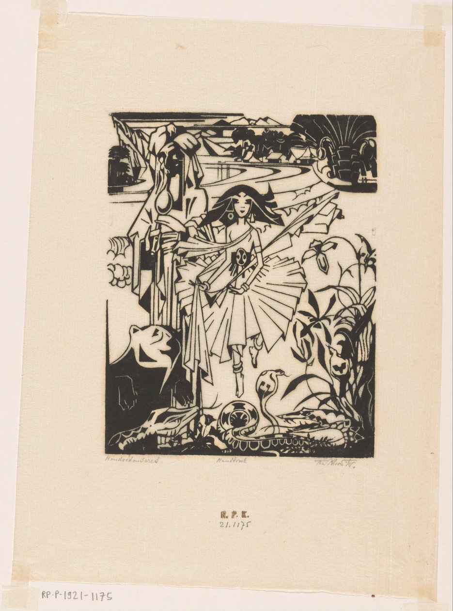Hindoedanseres (původní název na objektu) od Johannes Frederik Engelbert ten Klooster (signed by artist)