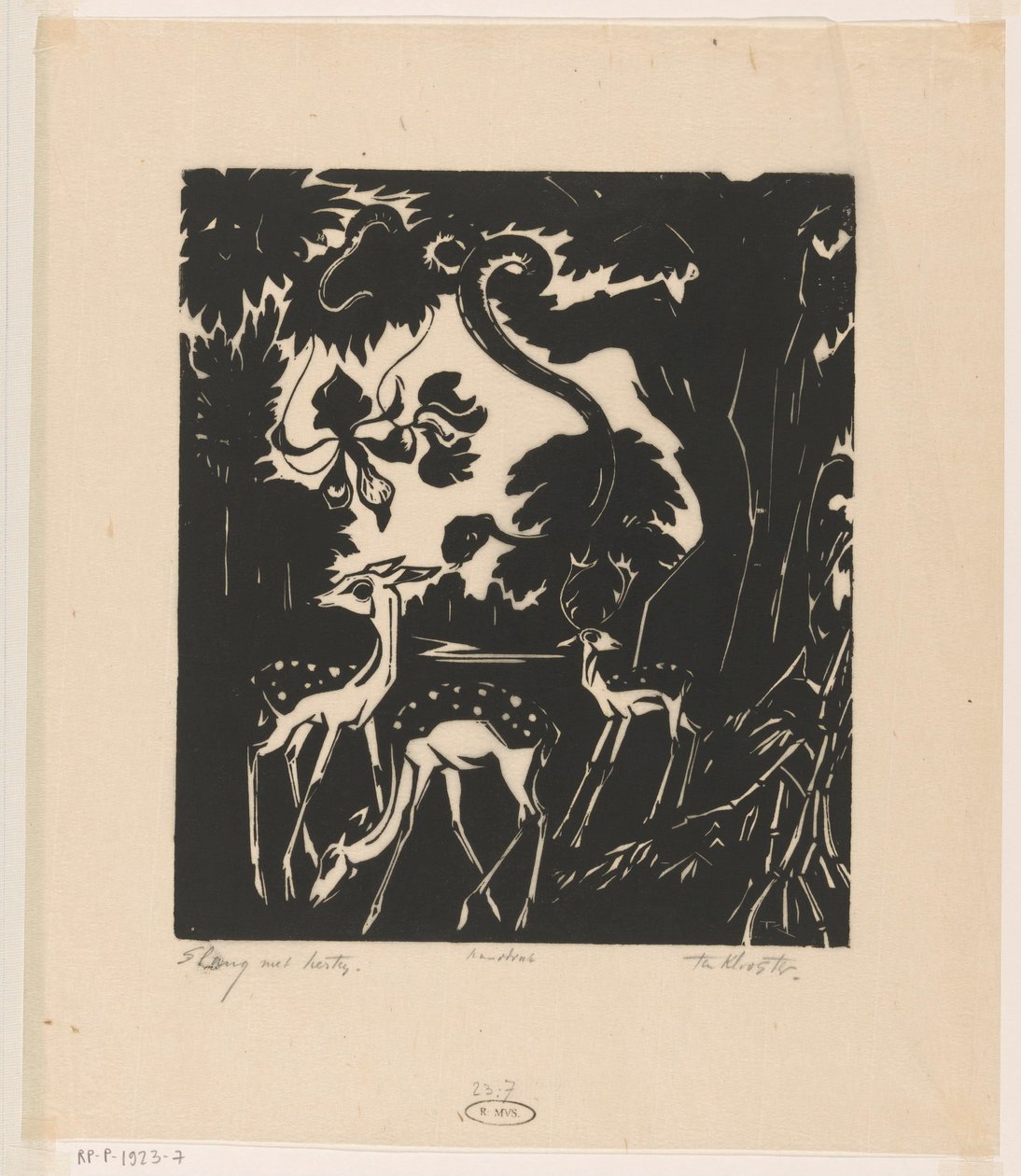 Had s jelenem (původní název na objektu) od Johannes Frederik Engelbert ten Klooster (signed by artist)