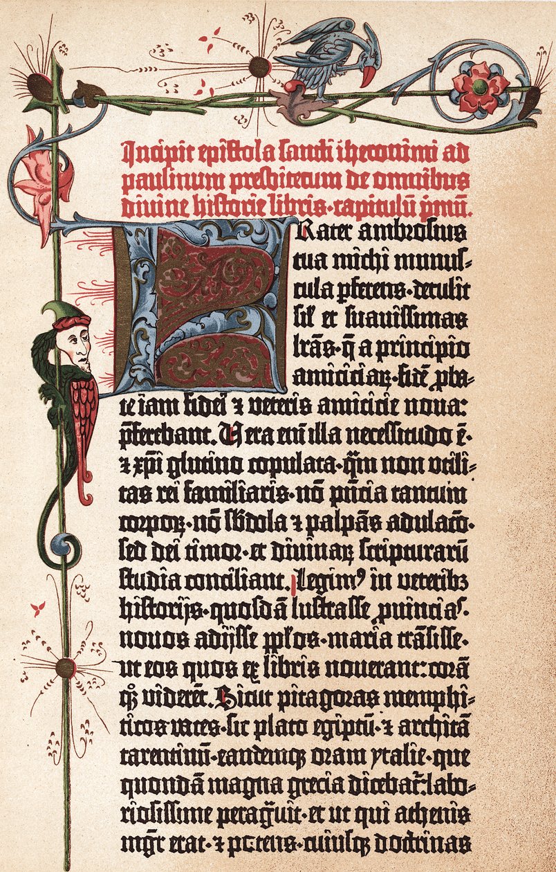 Stránka z Gutenbergovy bible, c1455 od Johannes Gutenberg