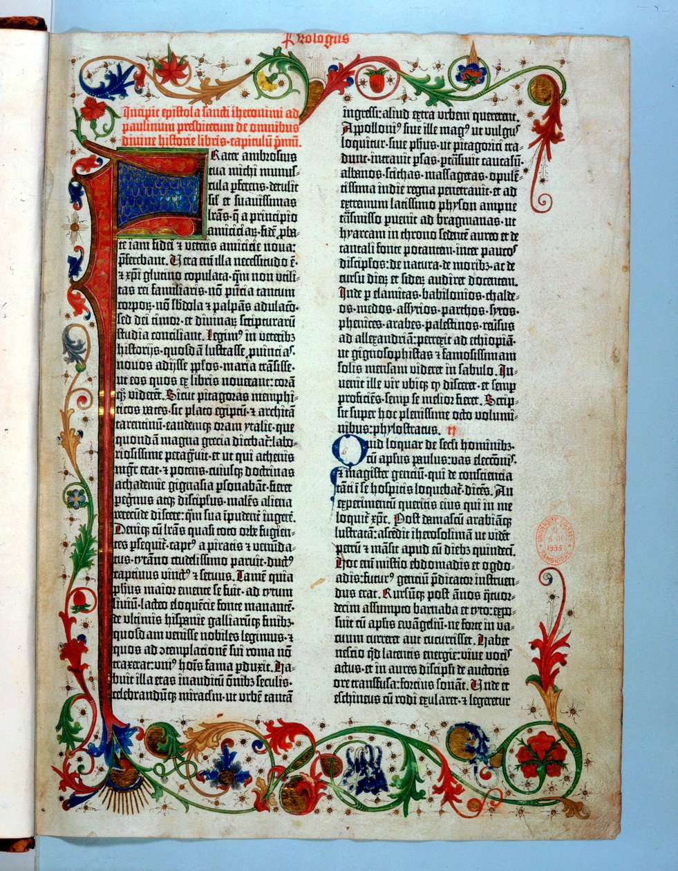 Stránka z Gutenbergovy bible, 1455 od Johannes Gutenberg