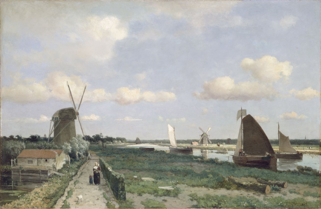 Pohled na kanál Trekvliet poblíž Haagu, 1870 od Johannes Hendrik Weissenbruch