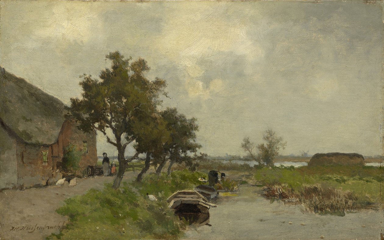 Praní prádla, kolem 1850-80 od Johannes Hendrik Weissenbruch