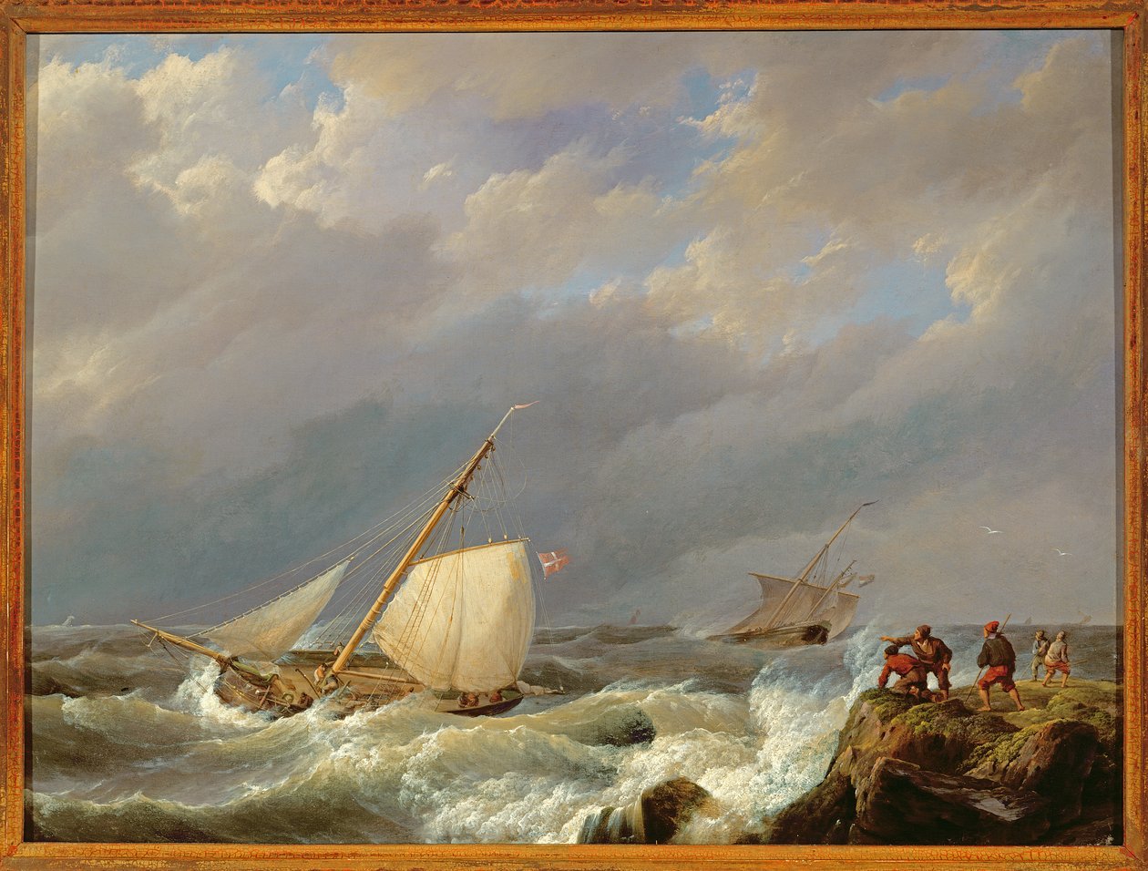 Plavidla na Lee Shore ve větru, 1844 od Johannes Hermann Barend Koekkoek