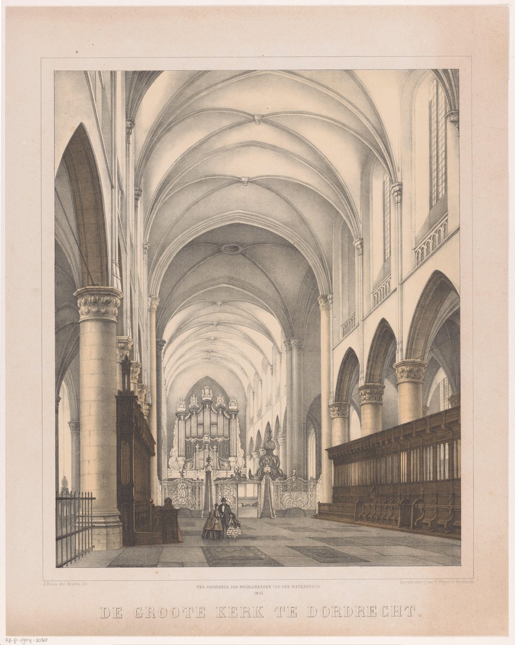 Interiér Grote Kerk v Dordrechtu Velký kostel v Dordrechtu (název na objektu) od Johannes Hermanus van der Heijden