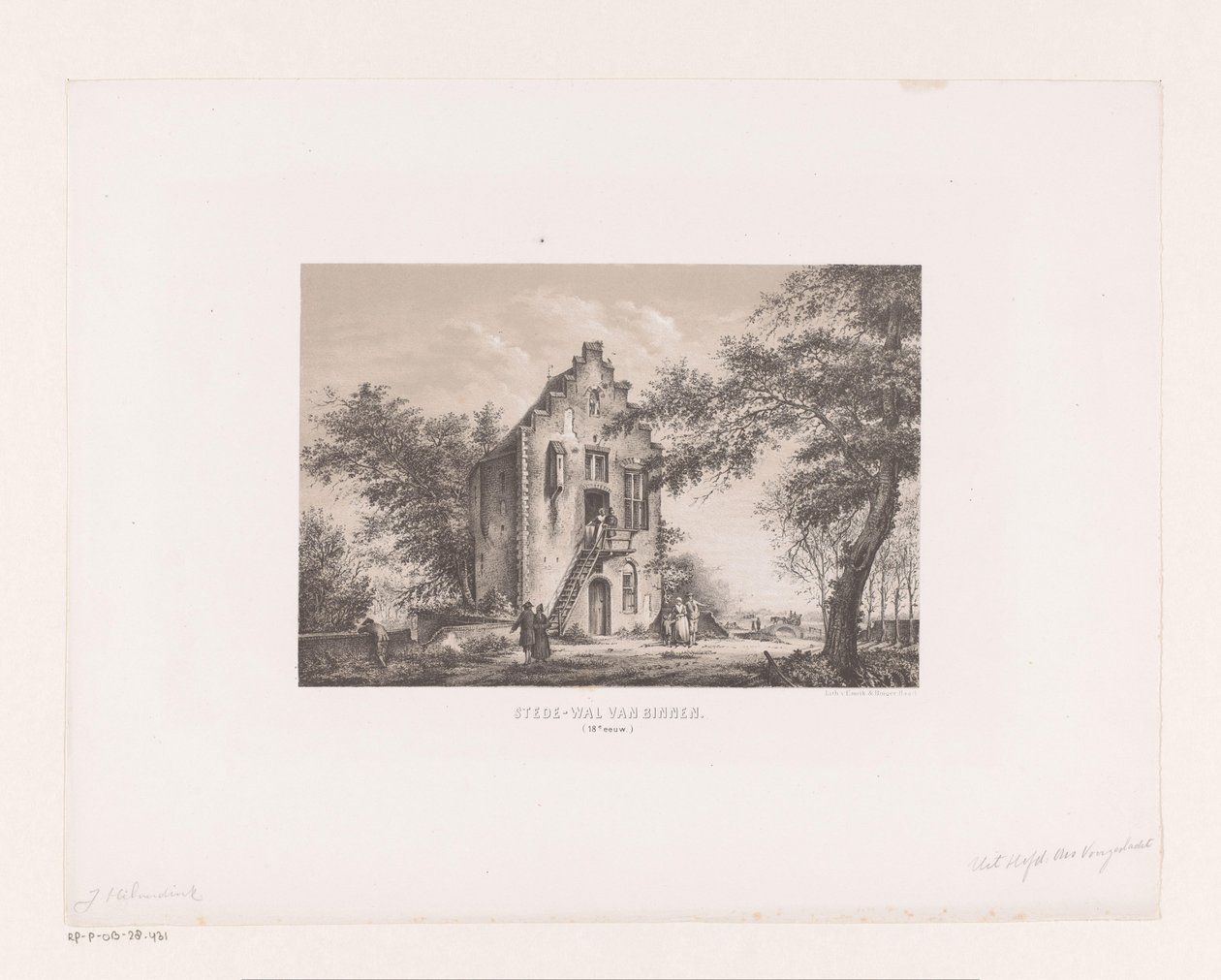 Dům na městské zdi Stede-wall zevnitř 18. století (název na objektu) od Johannes Hilverdink (attributed to)