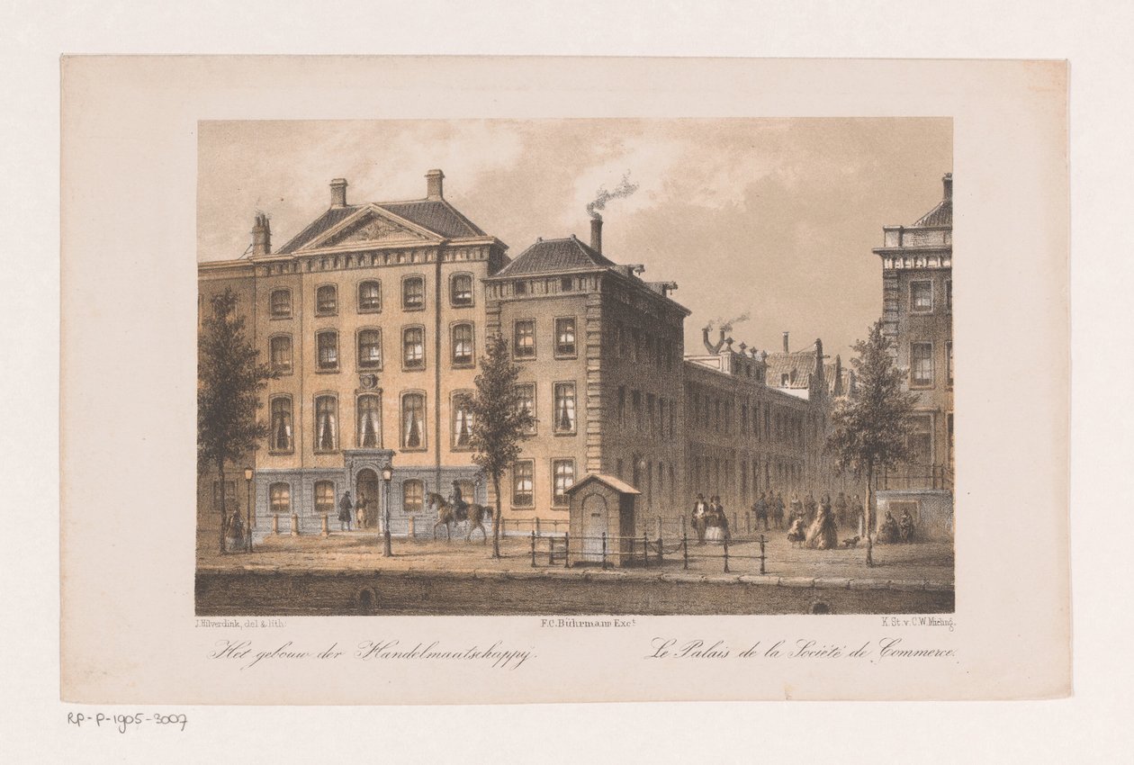 Ředitelství Handel-Maatschappij v Amsterdamu Budova Obchodní společnosti (název na objektu) od Johannes Hilverdink