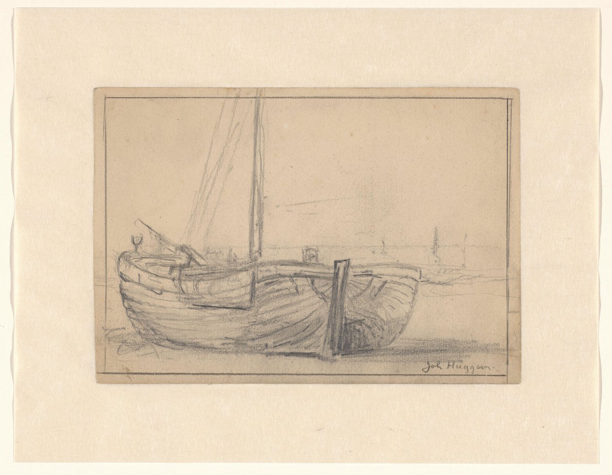 Bomschuit na pláži od Johannes Huygens (signed by artist)