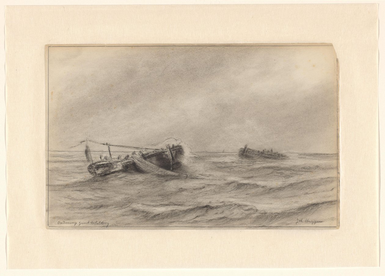 Rybářská plavidla na moři od Johannes Huygens (signed by artist)