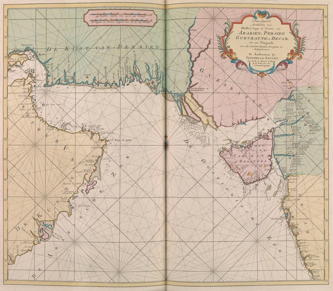 Mapa Arábie, Persie, Gijaratu a Dekky od Johannes II Van Keulen
