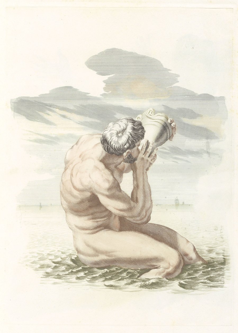 Triton odpálí svou mušli od Johannes Jacobsz van den Aveele (attributed to)