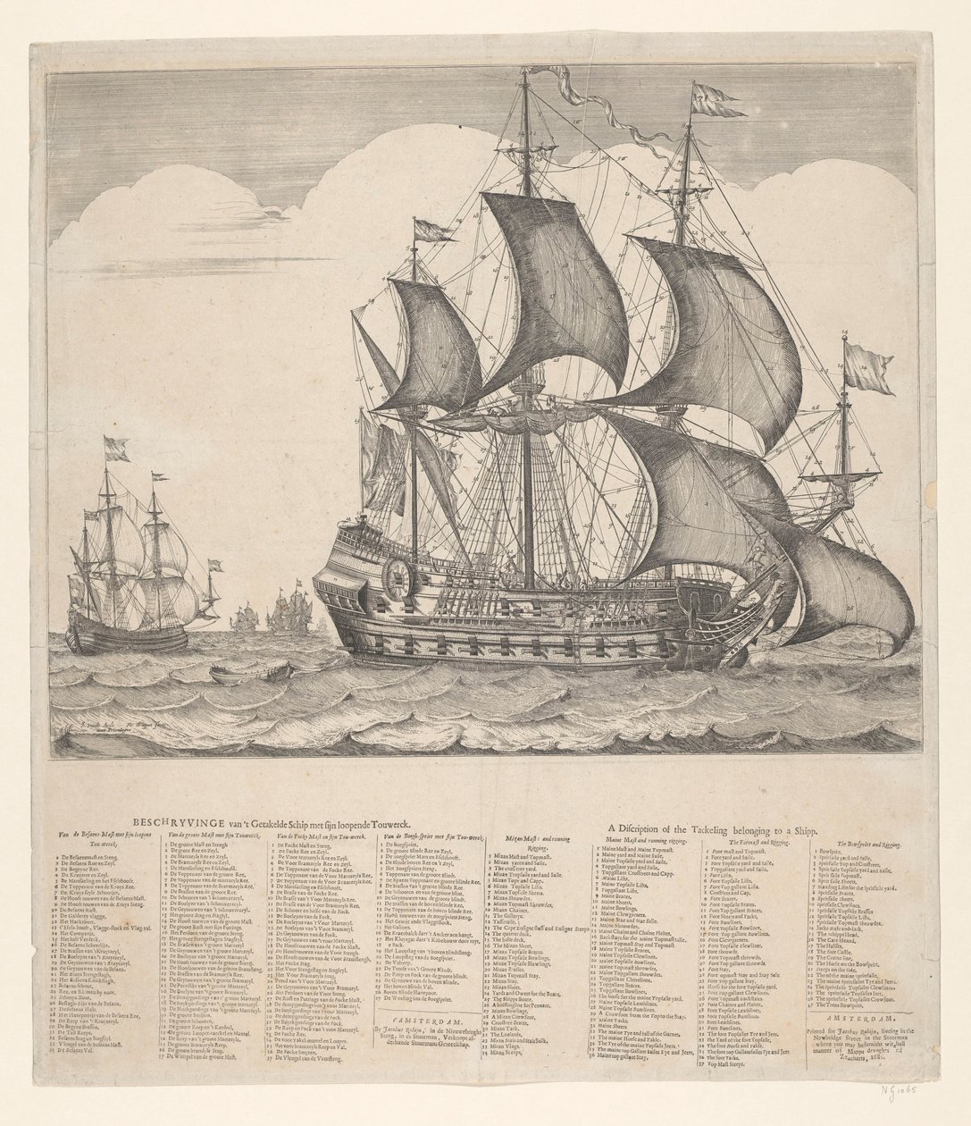 Popis Tackled Ship s jeho běžícím Touwerckem od Johannes Jacobsz van den Aveele
