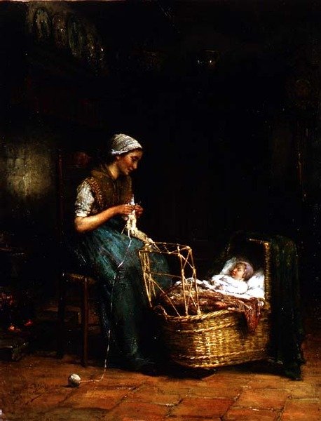 Matka s dítětem v interiéru chaty (viz také 18091) od Johannes Jacobus Paling