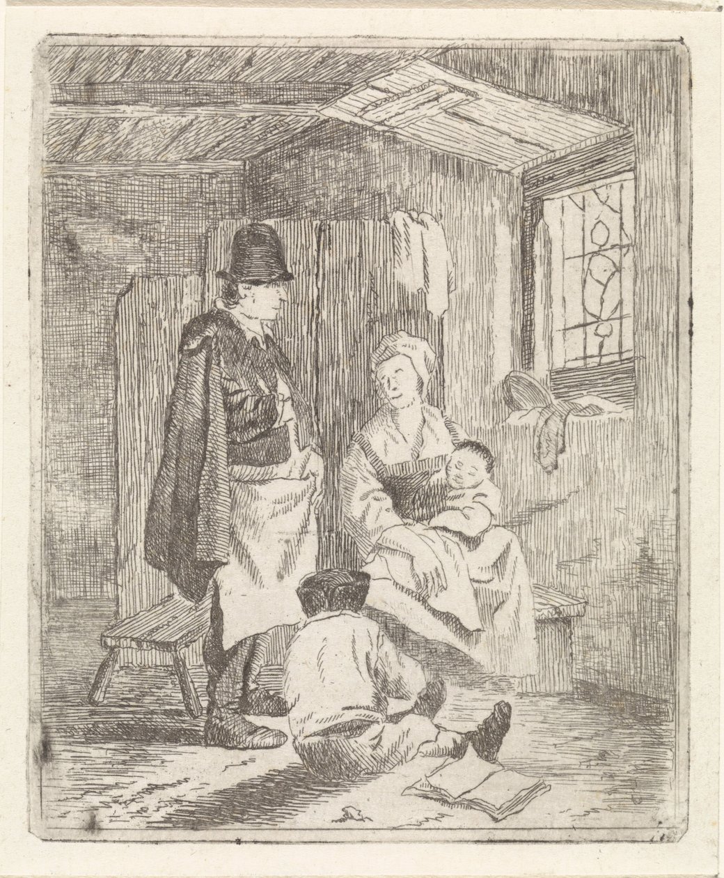 Rodina v interiéru od Johannes Janson (possibly)