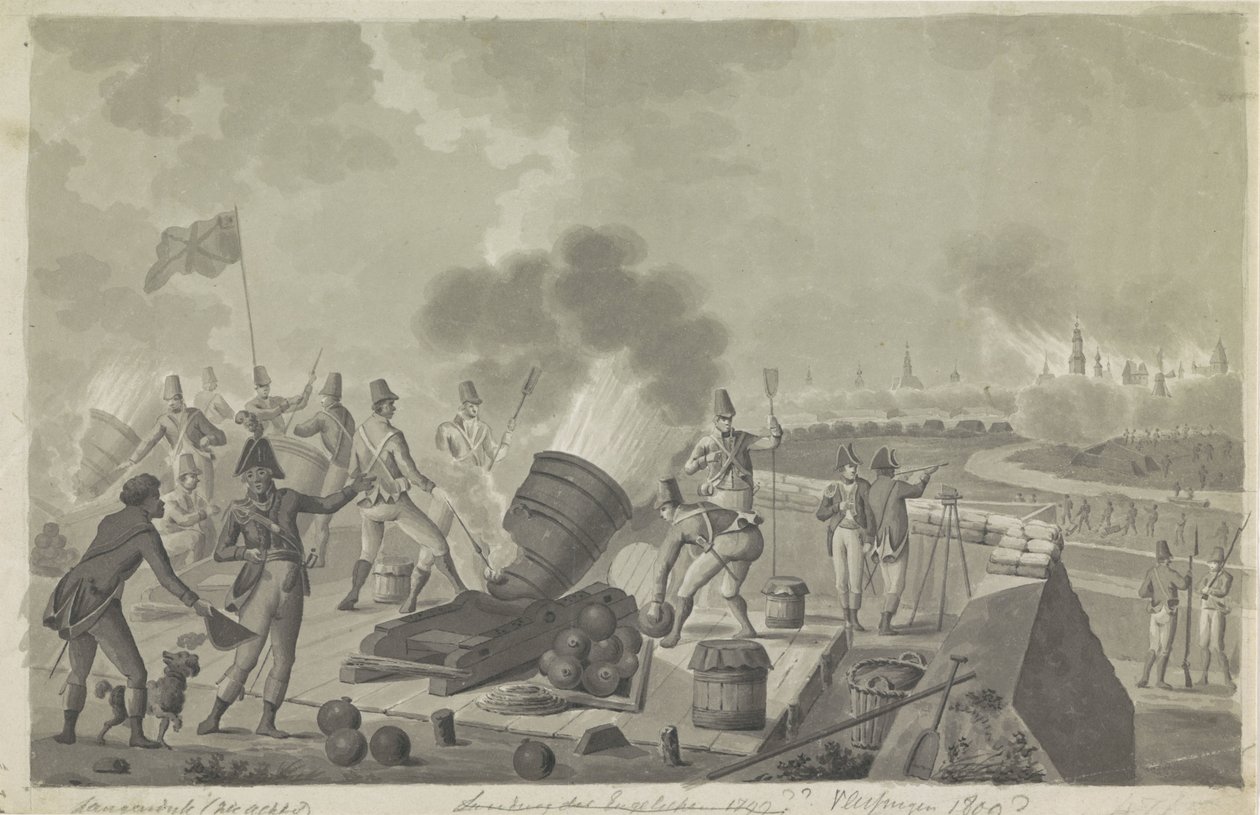 Bombardování Vlissingenu Brity, 1809 od Johannes Jelgerhuis (possibly)