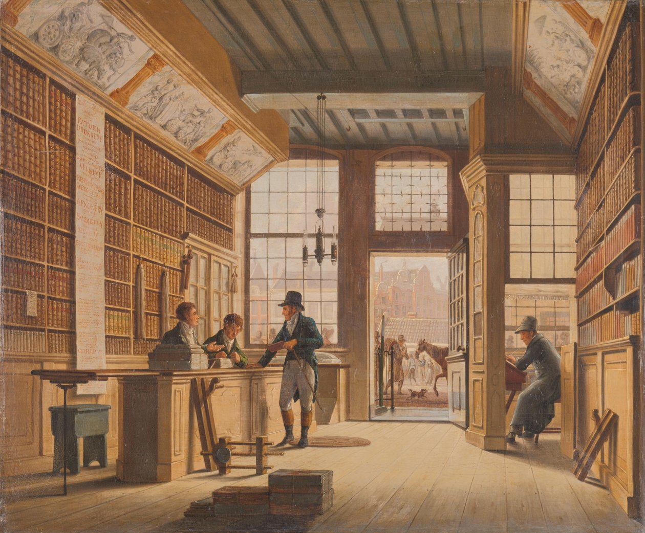 Obchod knihkupce Pietera Meijera Warnarse na Vijgendamu v Amsterdamu Knihkupectví Pietera Meijera Warnarse (1792-1869) na Vijgendam, Amsterdam od Johannes Jelgerhuis