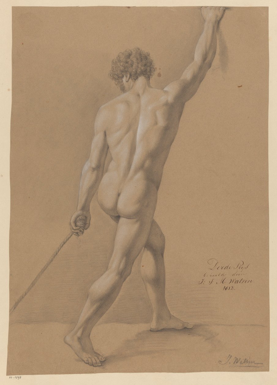 Stojící mužský akt, pohled zezadu (3. cena 1812) od Johannes Joseph Maria Watrin