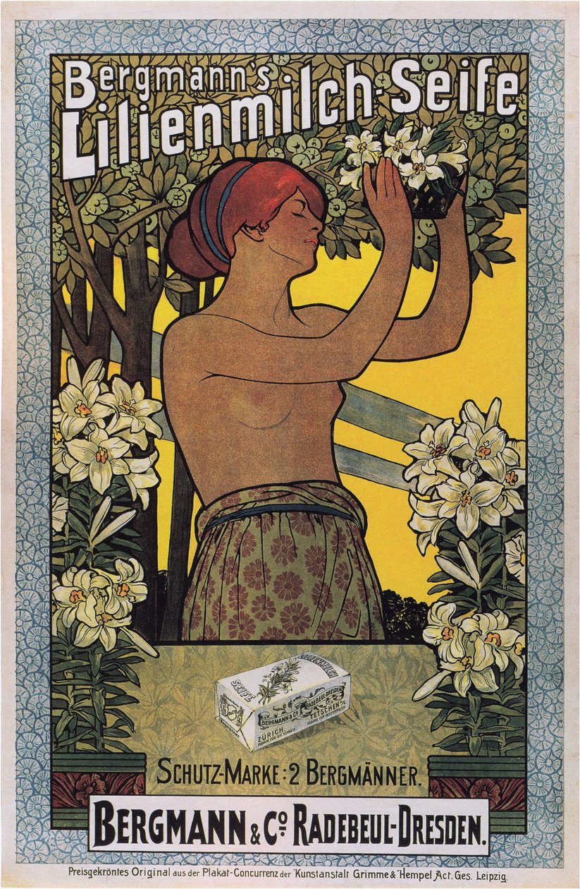 Bergmannovo mýdlo Lilienmilch, 1896 od Johannes Joseph Vincenz Cissarz