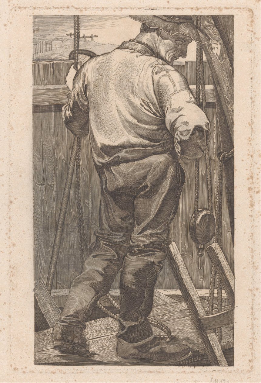 Dělník u dřevěného plotu od Johannes Josephus Aarts (signed by artist)