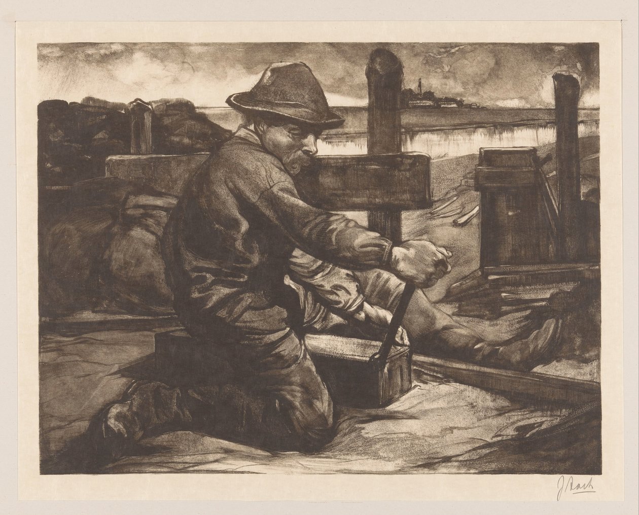 Dělník s klíčem od Johannes Josephus Aarts (signed by artist)